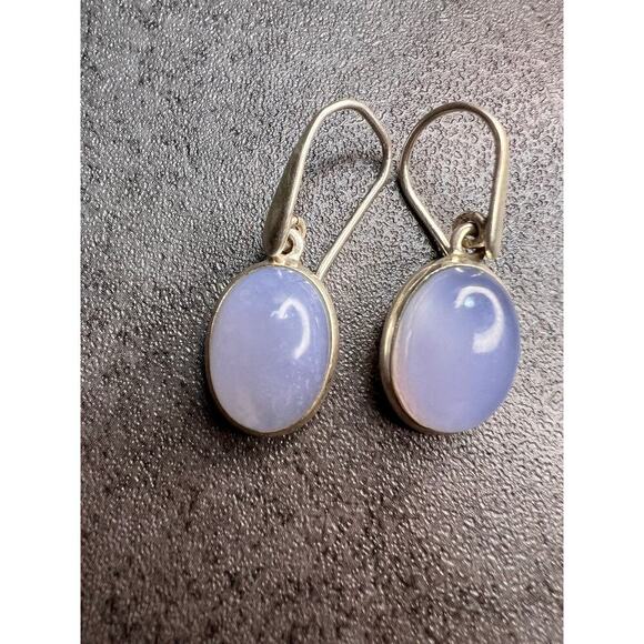 SOLD 
NEW Blue Chalcedony sterling silver drop earrings 5.31 grams - Picture 1 of 9